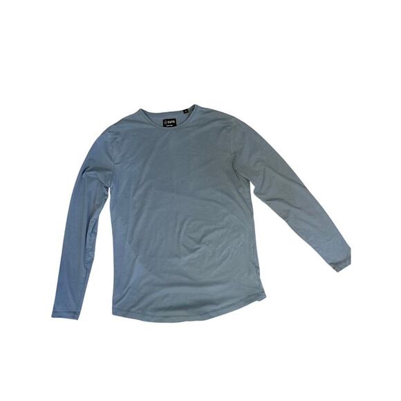 X Cuts Men’s Long Sleeve Tshirt curved hem blue Mens Small - Picture 2 of 5